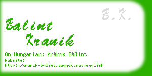 balint kranik business card