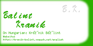 balint kranik business card